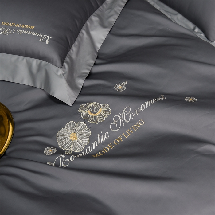 91家纺网 家纺一手货源 找家纺  瑞驰家纺 2024新款长绒棉绣花四件套伊莎贝尔系列 伊莎贝尔-帝都灰