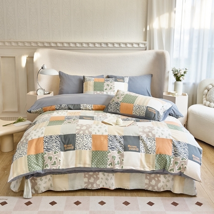 91家纺网 家纺一手货源 找家纺 富之航家纺 2024新款提花泡泡棉四件套 柏拉图