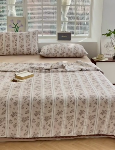 91家纺网 家纺一手货源 找家纺 星期八 2024新款全棉夏被四件套 繁花