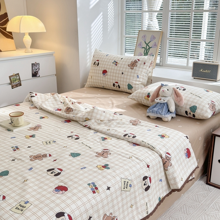 91家纺网 家纺一手货源 找家纺 星期八 2024新款全棉夏被四件套 姜饼人