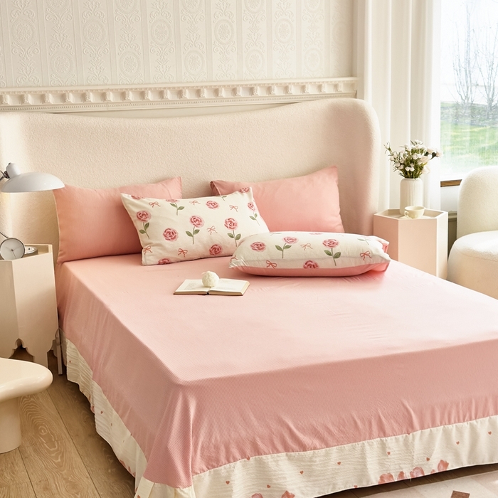 91家纺网 家纺一手货源 找家纺 富之航家纺 2024新款提花泡泡棉四件套 白月光