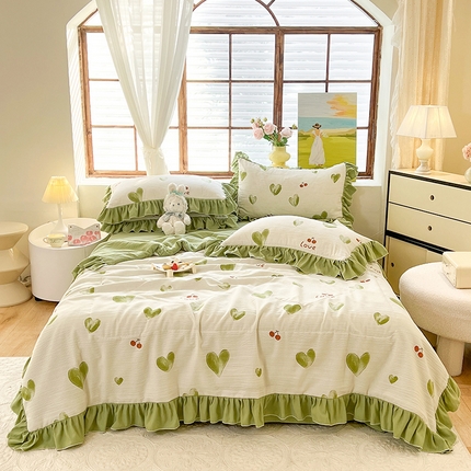 慕梵 2024新款泡泡棉夏被四件套 心梦绿