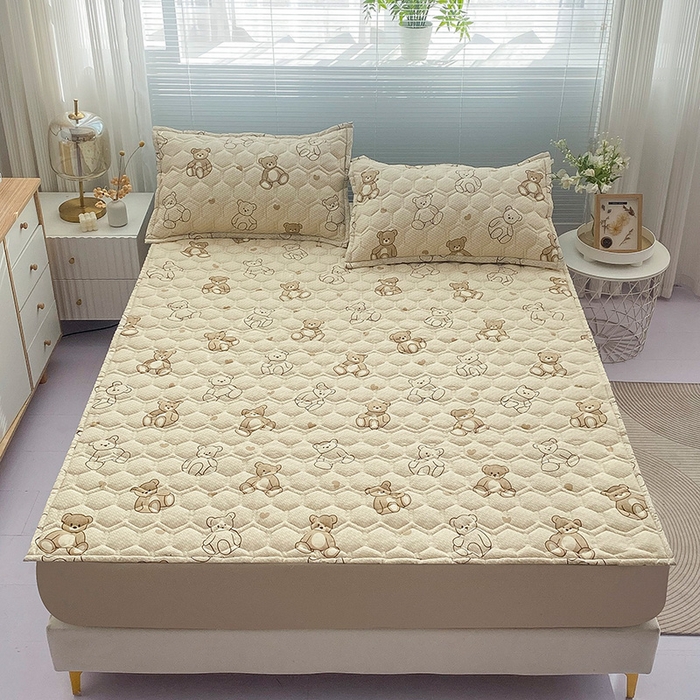 91家纺网 家纺一手货源 找家纺 恋绒家纺 2025新款A类纯棉（隔尿 防水）抗菌软床垫 快乐熊仔