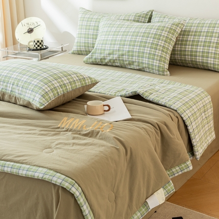 寐眠 2024新款全棉水洗棉刺绣夏被夏被四件套 盛夏橄榄