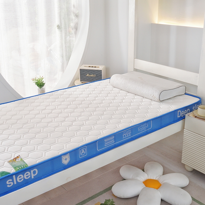 91家纺网 家纺一手货源 找家纺 张先生2024针织牛奶丝透气网立体乳胶床垫学生床垫 深睡-蓝白