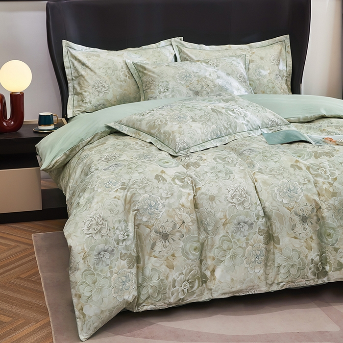 91家纺网 家纺一手货源 找家纺 雲归梦 2024新款全棉铂金棉数码印花四件套 雅韵怡香  灰