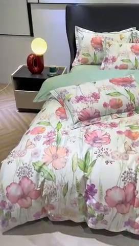 91家纺网 家纺一手货源 找家纺 雲归梦 2024新款全棉铂金棉数码印花四件套 粉妆梦媛 粉