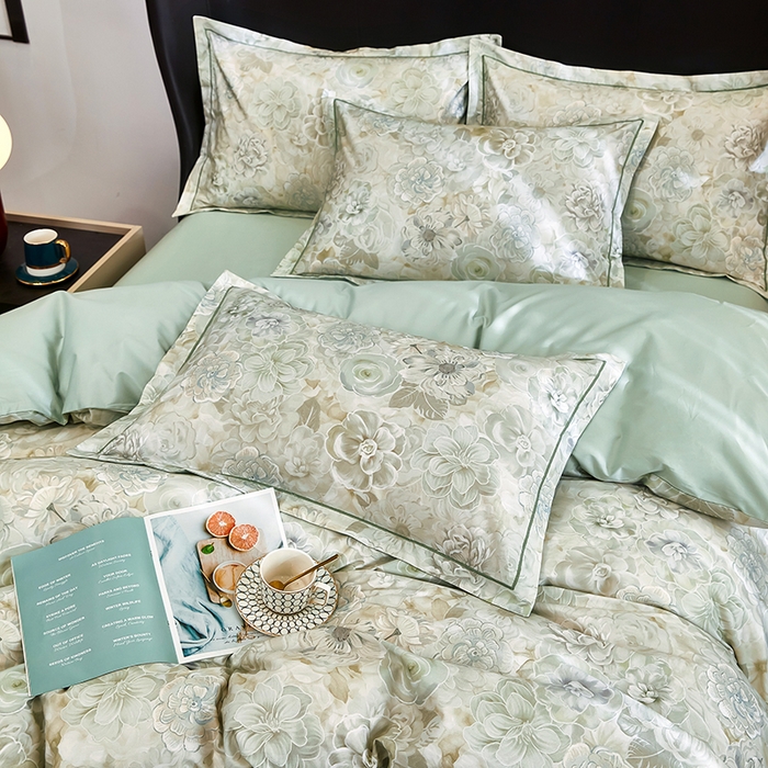 91家纺网 家纺一手货源 找家纺 雲归梦 2024新款全棉铂金棉数码印花四件套 雅韵怡香  灰