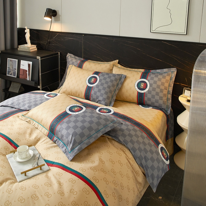 91家纺网 家纺一手货源 找家纺 启航家居 2025春夏直播爆款全棉大版印花四件套 绅士品格