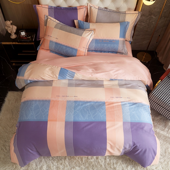 91家纺网 家纺一手货源 找家纺 启航家居 2025春夏直播爆款全棉大版印花四件套 丽瑞粉