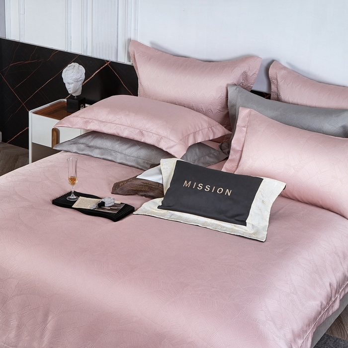 91家纺网 家纺一手货源 找家纺 时亿家居 2024新款色织厚织提花长绒棉四件套-凯悦 凯悦-甜蜜粉