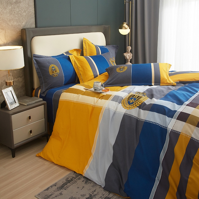 91家纺网 家纺一手货源 找家纺 启航家居 2025春夏直播爆款全棉大版印花四件套 卡菲洛