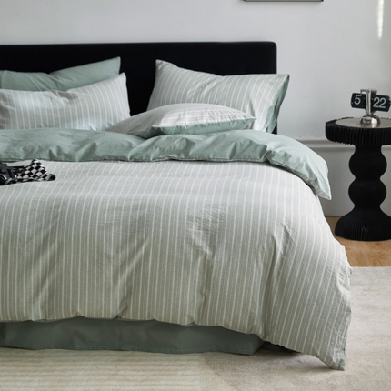 91家纺网 家纺一手货源 找家纺 （总）卡巴伦家纺 2024新款全棉A类色织水洗棉四件套-千雪缘