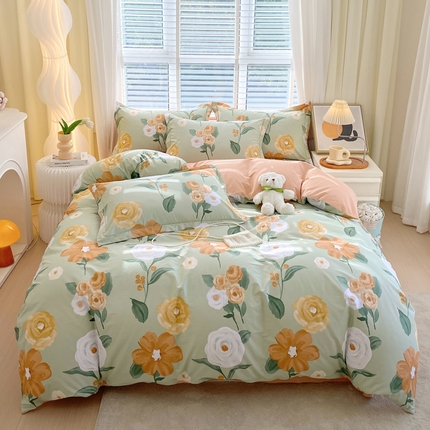 91家纺网 家纺一手货源 找家纺 星期三家纺 2024年春季新款铂金全棉13372四件套（加老板微信有会员价） 岚芷