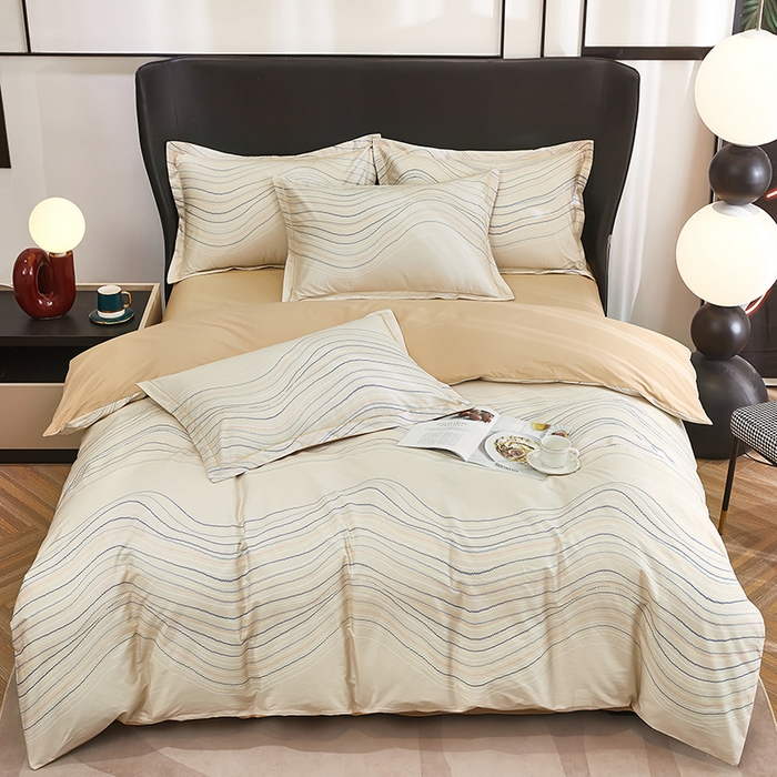 91家纺网 家纺一手货源 找家纺 雲归梦 2024新款全棉铂金棉数码印花四件套 波兰 咖