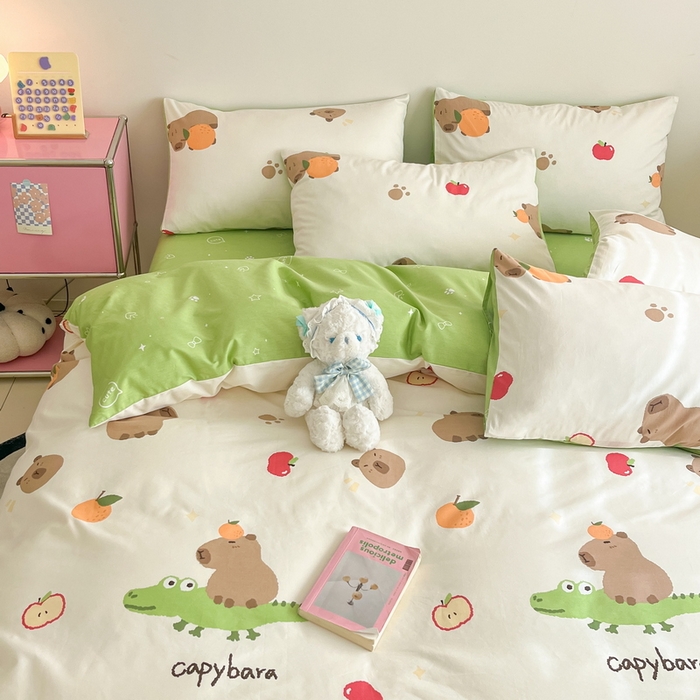 91家纺网 家纺一手货源 找家纺 蓝邻家纺 2024新款全棉印花萌趣类四件套 皮卡