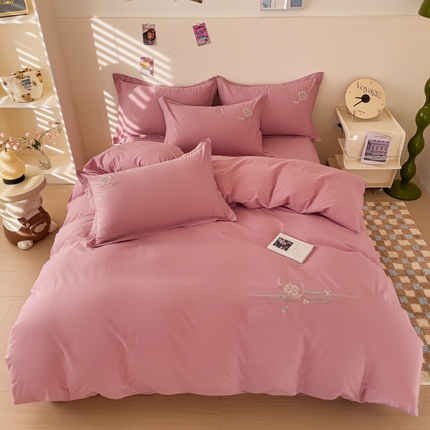 91家纺网 家纺一手货源 找家纺 （总）U品汇 A类全棉色织水洗棉刺绣花四件套纯棉100%床单被套