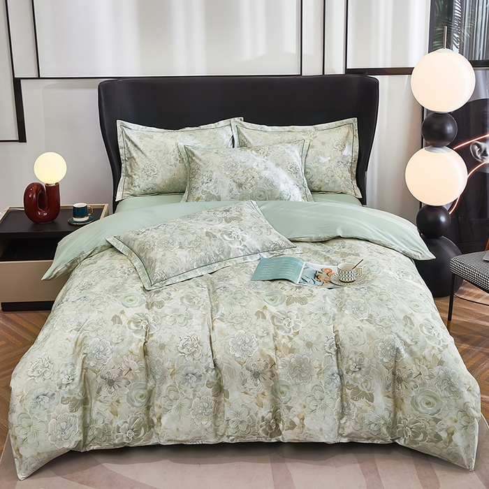 91家纺网 家纺一手货源 找家纺 雲归梦 2024新款全棉铂金棉数码印花四件套 雅韵怡香  灰