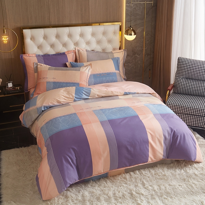 91家纺网 家纺一手货源 找家纺 启航家居 2025春夏直播爆款全棉大版印花四件套 丽瑞粉