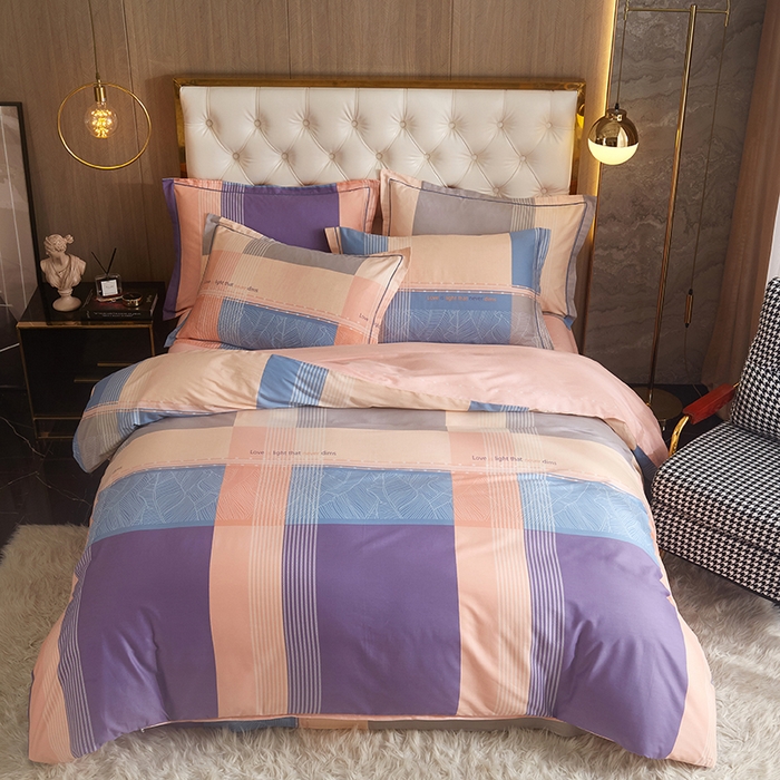 91家纺网 家纺一手货源 找家纺 启航家居 2025春夏直播爆款全棉大版印花四件套 丽瑞粉