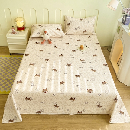 寐眠 2024新款全棉老粗布印花床单床盖 龙瑞黄