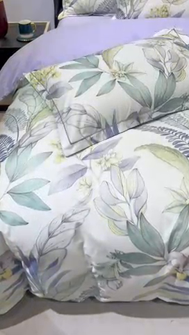 91家纺网 家纺一手货源 找家纺 雲归梦 2024新款全棉铂金棉数码印花四件套 花意飘香 紫