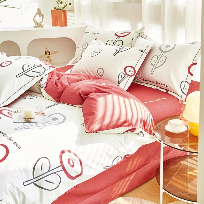 91家纺网 家纺一手货源 找家纺 雲归梦 2024新款全棉活性13372印花四件套 纯真 米