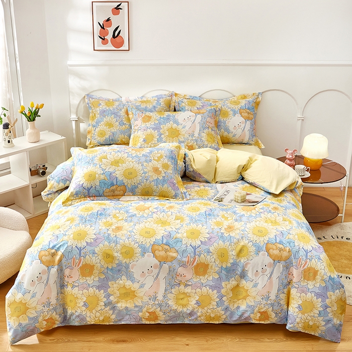 91家纺网 家纺一手货源 找家纺 雲归梦 2024新款全棉铂金棉数码印花四件套 秘密花园 兰