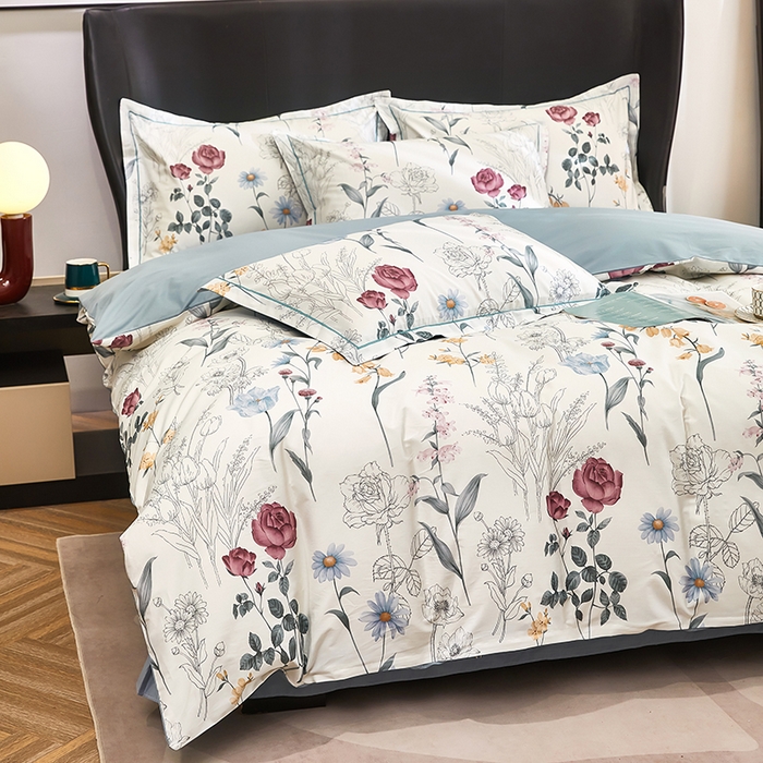 91家纺网 家纺一手货源 找家纺 雲归梦 2024新款全棉铂金棉数码印花四件套 暮春美景