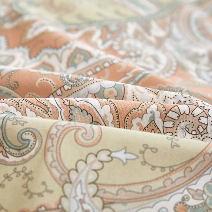 91家纺网 家纺一手货源 找家纺 雲归梦 2024新款全棉铂金棉数码印花四件套 凝远 桔