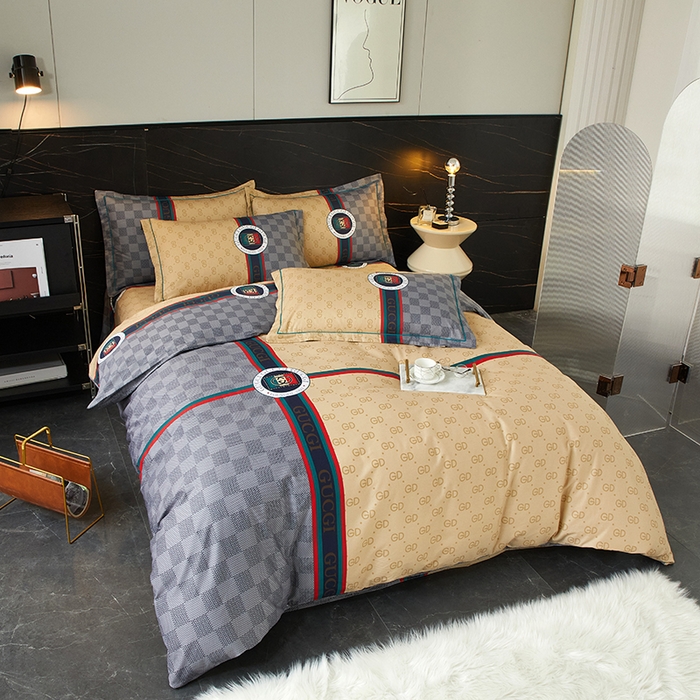 91家纺网 家纺一手货源 找家纺 启航家居 2025春夏直播爆款全棉大版印花四件套 绅士品格