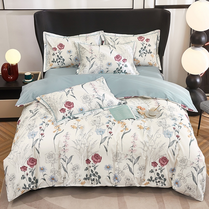 91家纺网 家纺一手货源 找家纺 雲归梦 2024新款全棉铂金棉数码印花四件套 暮春美景