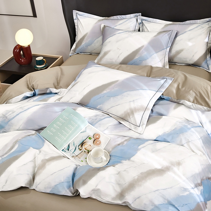 91家纺网 家纺一手货源 找家纺 雲归梦 2024新款全棉铂金棉数码印花四件套 时光笔墨 兰