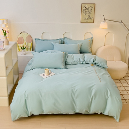 91家纺网 家纺一手货源 找家纺 （总）U品汇 A类全棉色织水洗棉刺绣花四件套纯棉100%床单被套