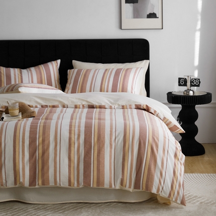 91家纺网 家纺一手货源 找家纺 （总）卡巴伦家纺 2024新款全棉A类色织水洗棉四件套-千雪缘