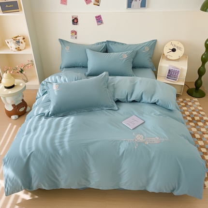 91家纺网 家纺一手货源 找家纺 （总）U品汇 A类全棉色织水洗棉刺绣花四件套纯棉100%床单被套