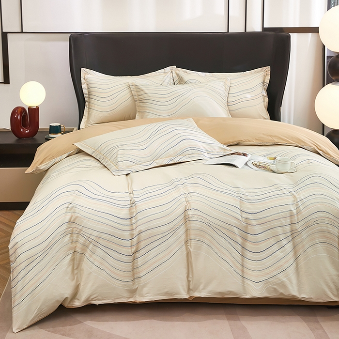 91家纺网 家纺一手货源 找家纺 雲归梦 2024新款全棉铂金棉数码印花四件套 波兰 咖