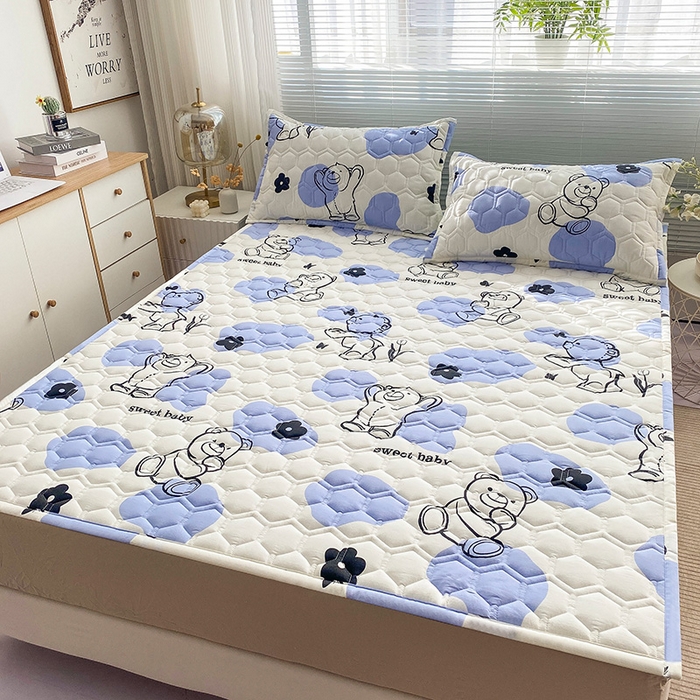 91家纺网 家纺一手货源 找家纺 恋绒家纺 2025新款A类纯棉（隔尿 防水）抗菌软床垫 奶油小熊