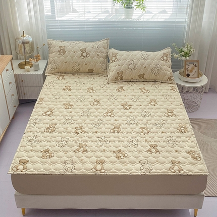 91家纺网 家纺一手货源 找家纺 恋绒家纺 2025新款A类纯棉（隔尿 防水）抗菌软床垫 快乐熊仔