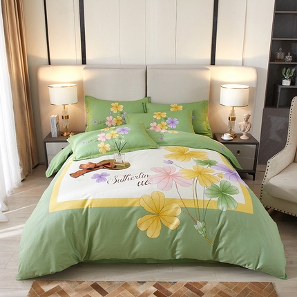 91家纺网 家纺一手货源 找家纺 （总）启航家居 2025春夏直播爆款全棉大版印花四件套