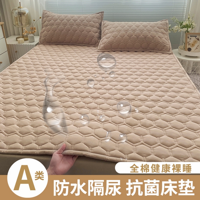 91家纺网 家纺一手货源 找家纺 恋绒家纺 2025新款A类纯棉（隔尿 防水）抗菌软床垫 浅驼色