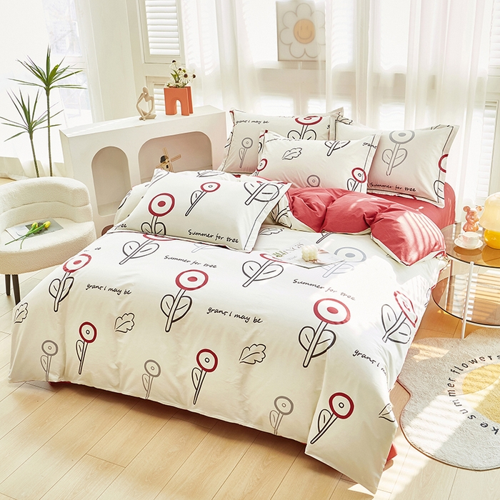 91家纺网 家纺一手货源 找家纺 雲归梦 2024新款全棉活性13372印花四件套 纯真 米