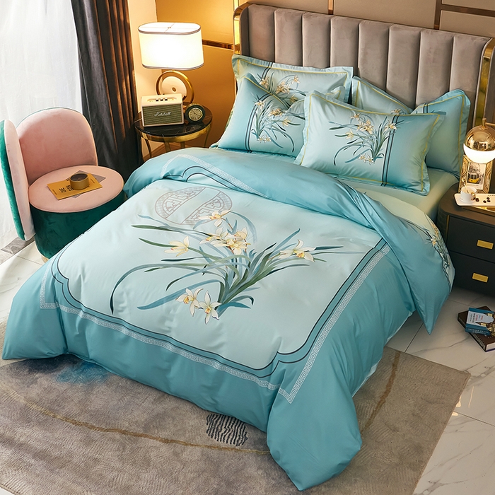 91家纺网 家纺一手货源 找家纺 雲归梦 2024新款全棉活性13372印花四件套 春江晓景