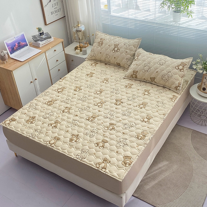 91家纺网 家纺一手货源 找家纺 恋绒家纺 2025新款A类纯棉（隔尿 防水）抗菌软床垫 快乐熊仔