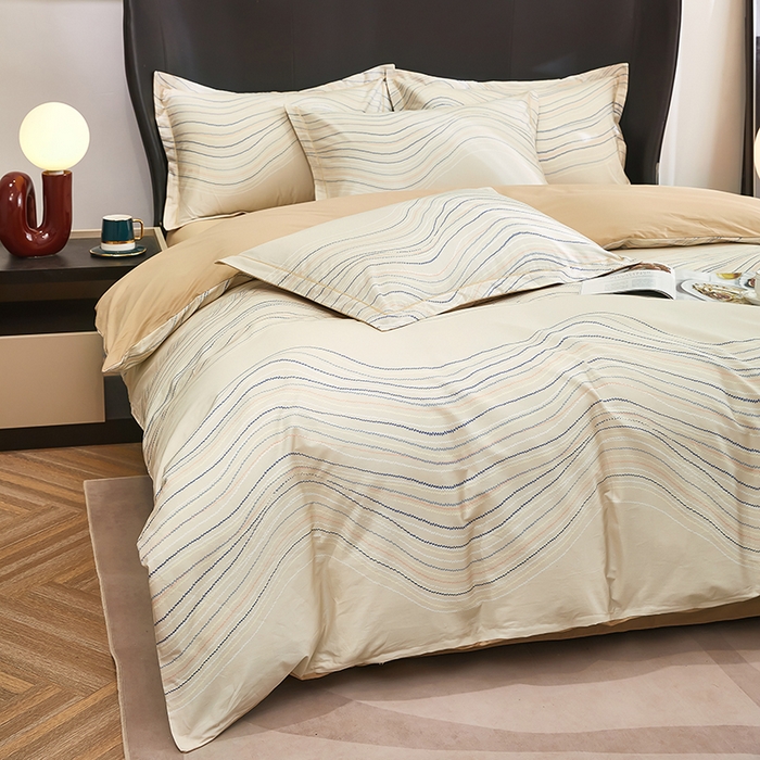 91家纺网 家纺一手货源 找家纺 雲归梦 2024新款全棉铂金棉数码印花四件套 波兰 咖