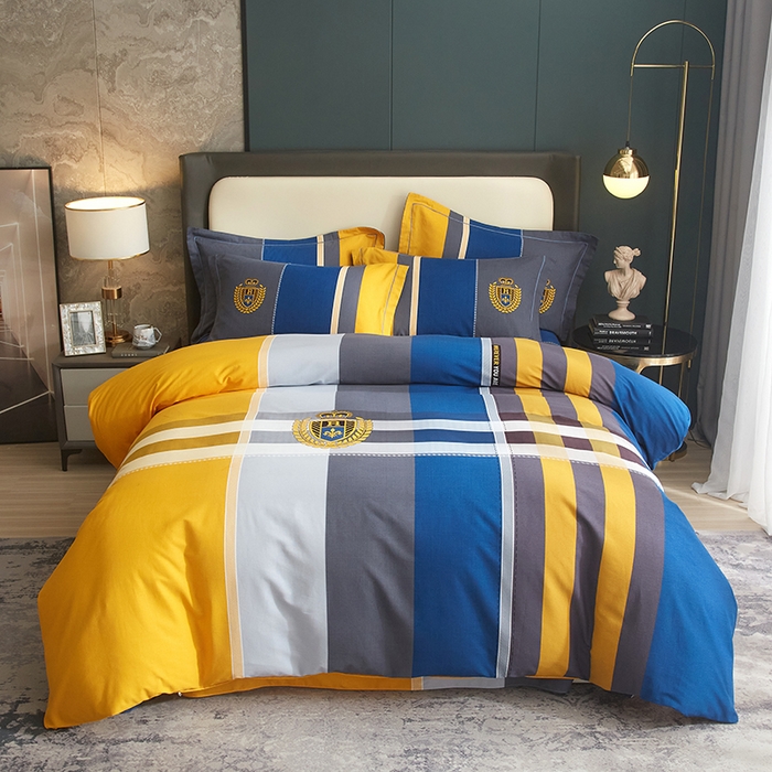 91家纺网 家纺一手货源 找家纺 启航家居 2025春夏直播爆款全棉大版印花四件套 卡菲洛