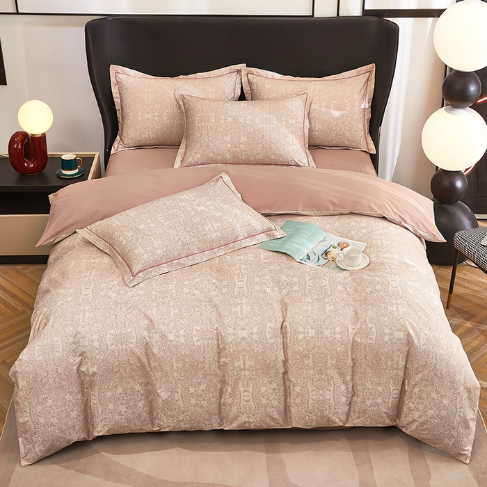 91家纺网 家纺一手货源 找家纺 雲归梦 2024新款全棉铂金棉数码印花四件套 欧时利 粉