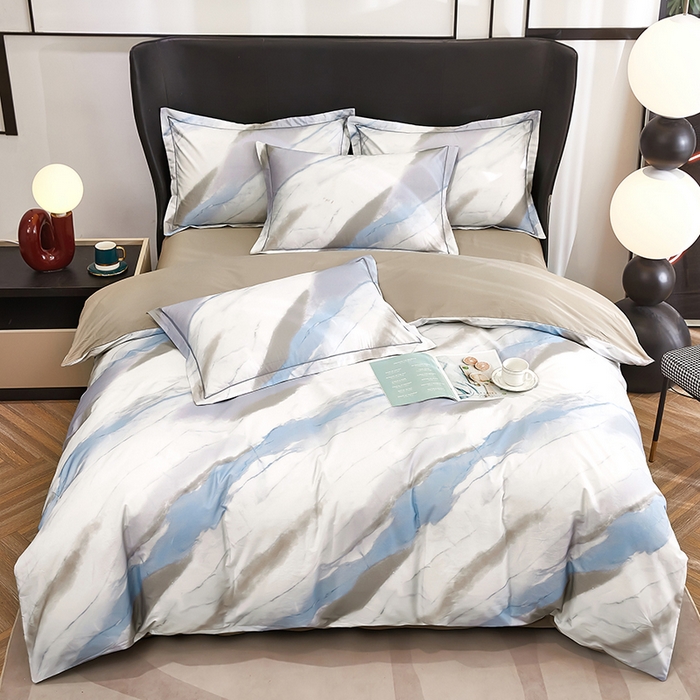 91家纺网 家纺一手货源 找家纺 雲归梦 2024新款全棉铂金棉数码印花四件套 时光笔墨 兰