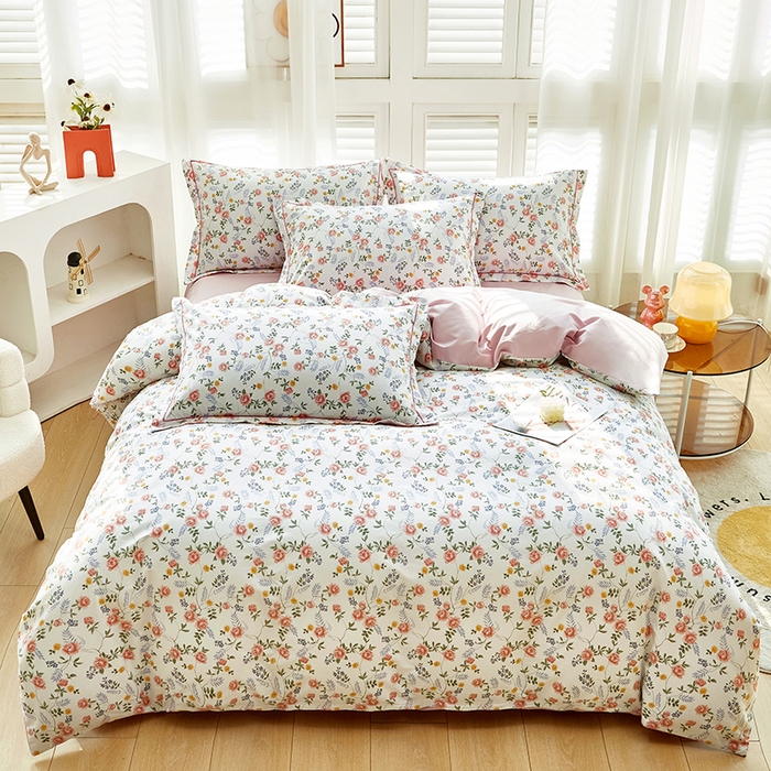 91家纺网 家纺一手货源 找家纺 雲归梦 2024新款全棉活性13372印花四件套 芬妮粉