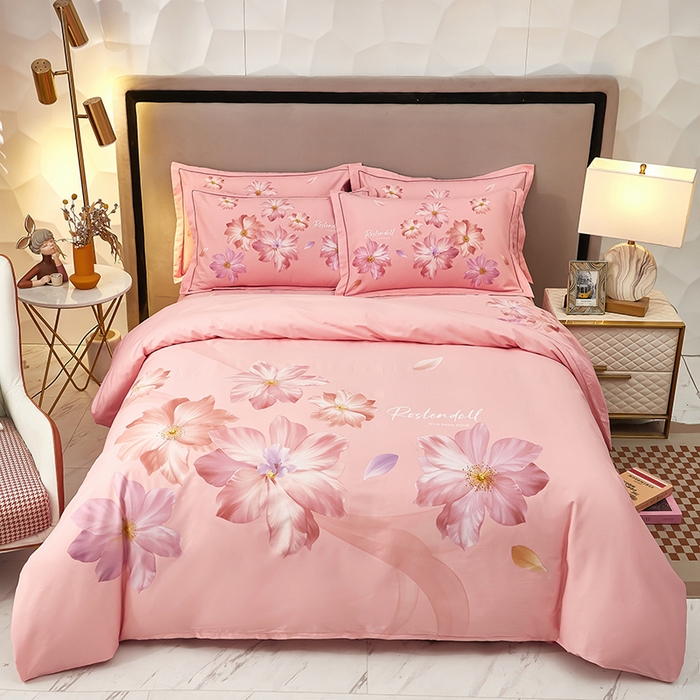 91家纺网 家纺一手货源 找家纺 雲归梦 2024新款全棉活性13372印花四件套 粉黛-粉